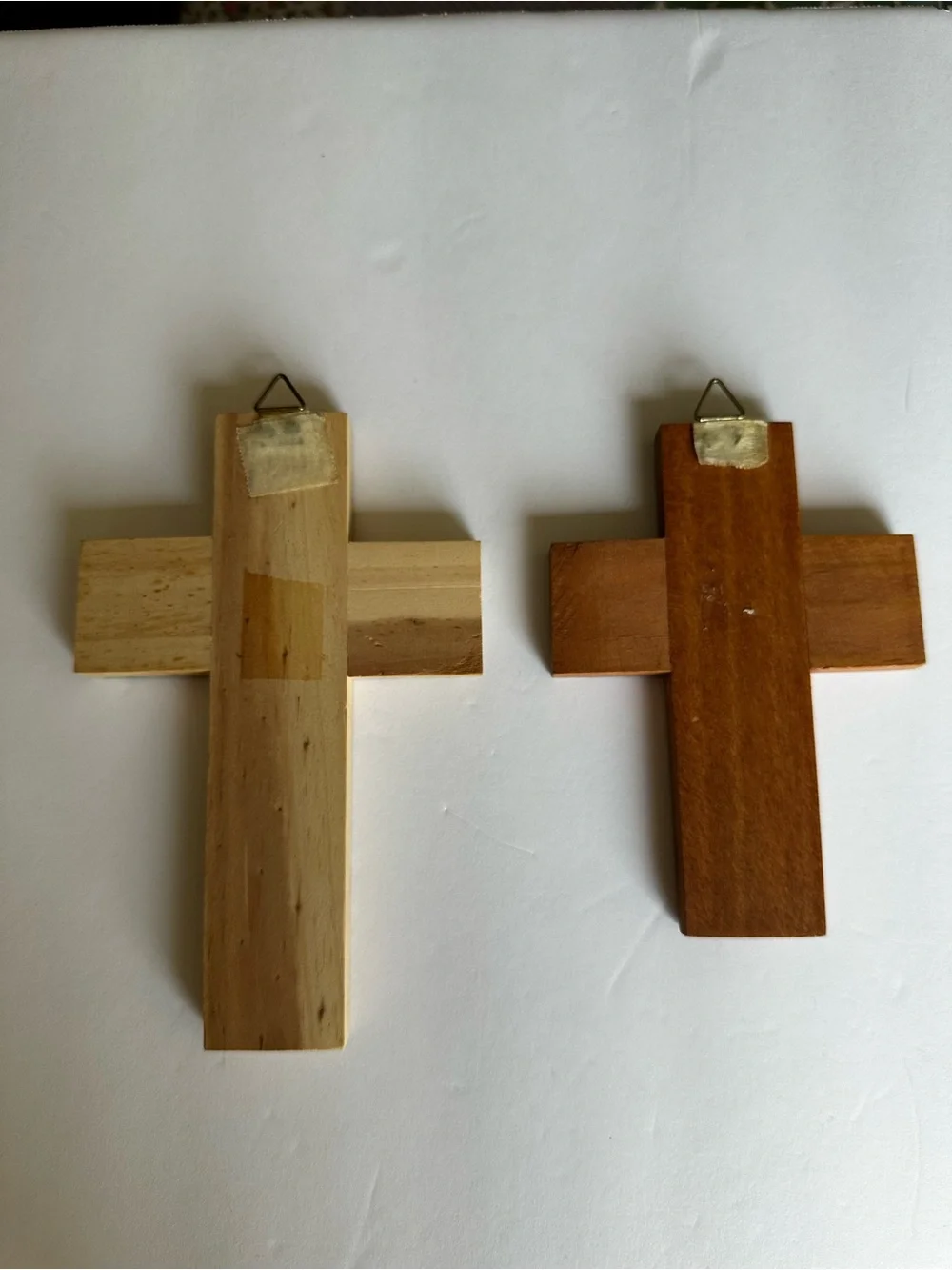 Vintage Christian Folk Art Crosses Set of 2 Painted Wood Jesus Angel Dove Decor